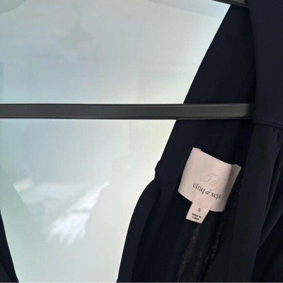 Cinq A Sept Navy Long Sleeve Plunge Dress - Picture 3 of 4